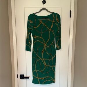 Ralph Lauren Emerald Chain Print Dress